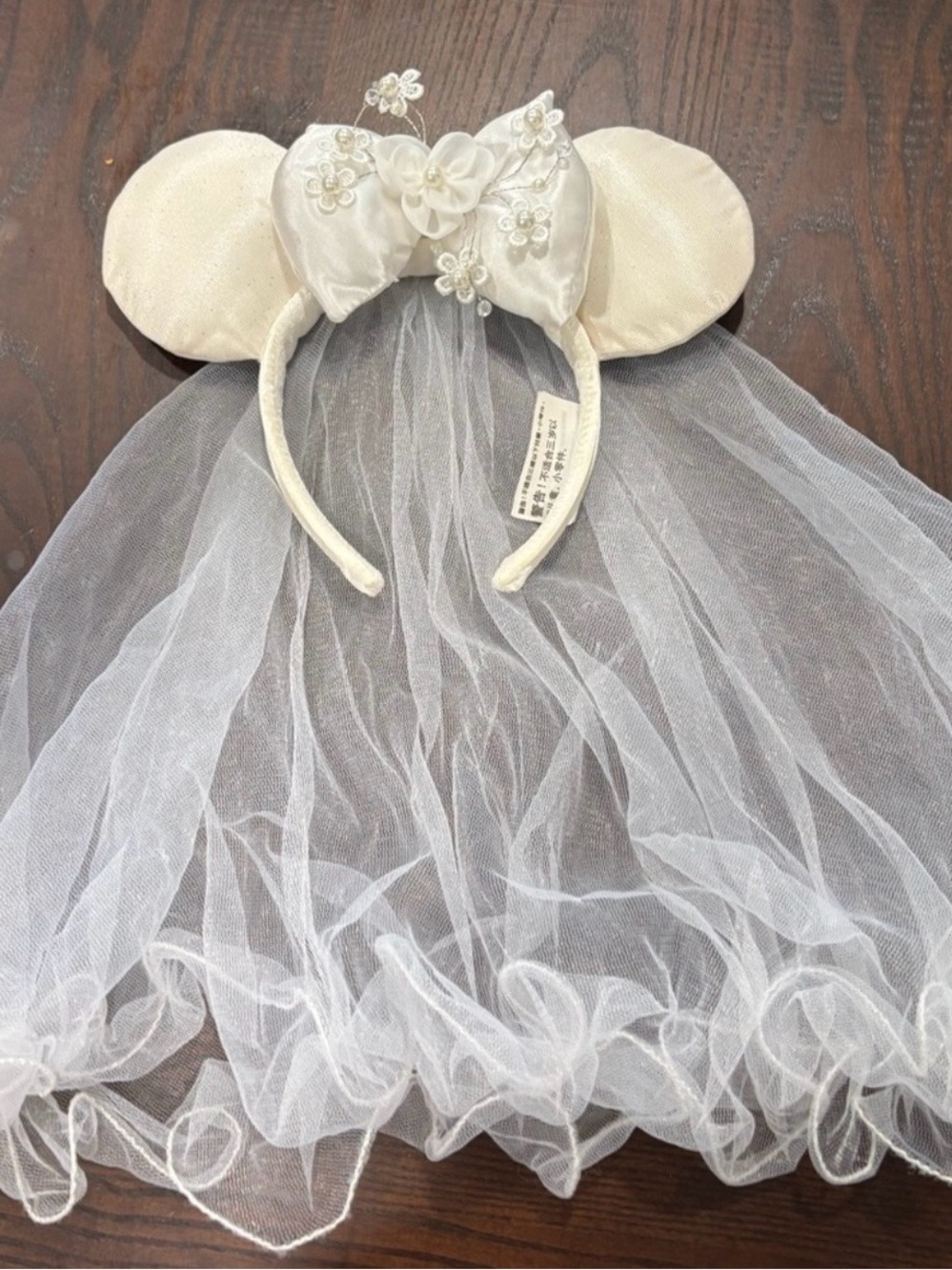 Disney Parks Minnie Mouse Bride Bridal Ears Bow Veil Headband Wedding
